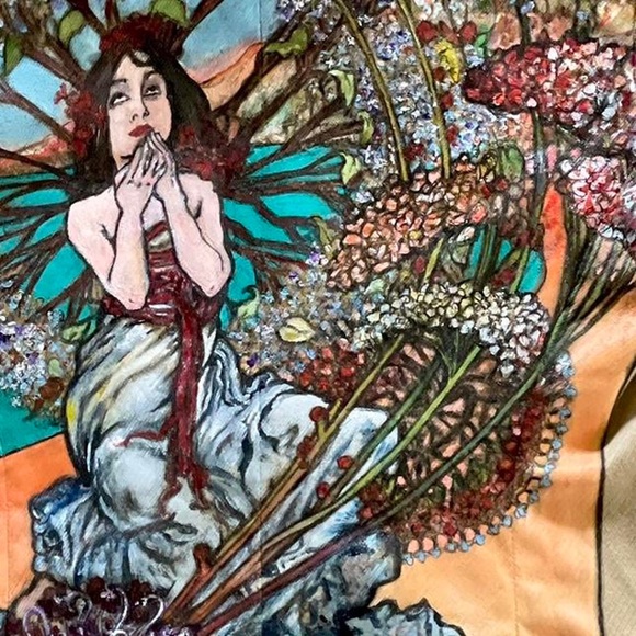 Alphonse Mucha  🌹 Hand-Painted Floral blazer • MOVING SALE - Picture 3 of 5